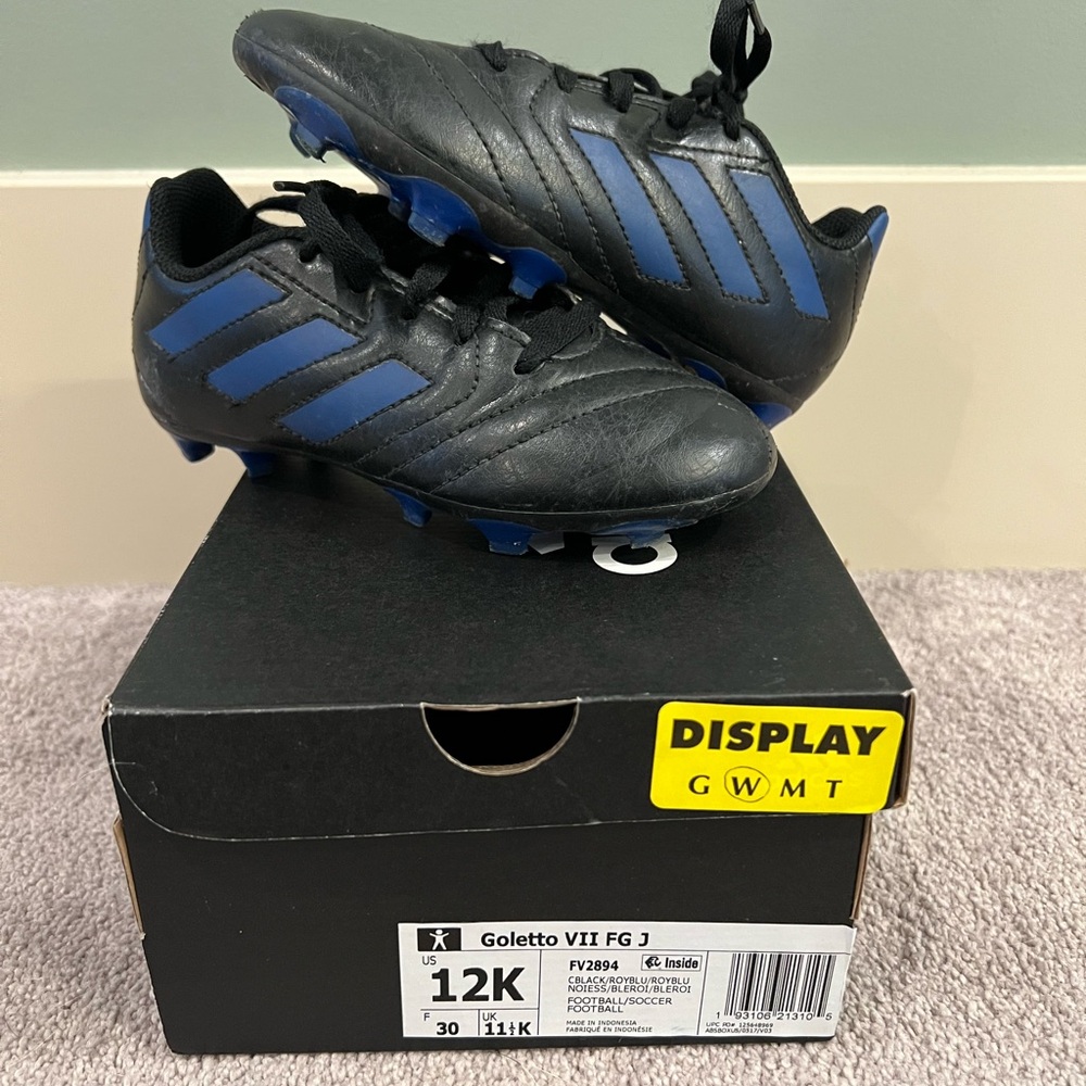 Adidas Goletto VII Black and Blue Soccer Cleats, 12K